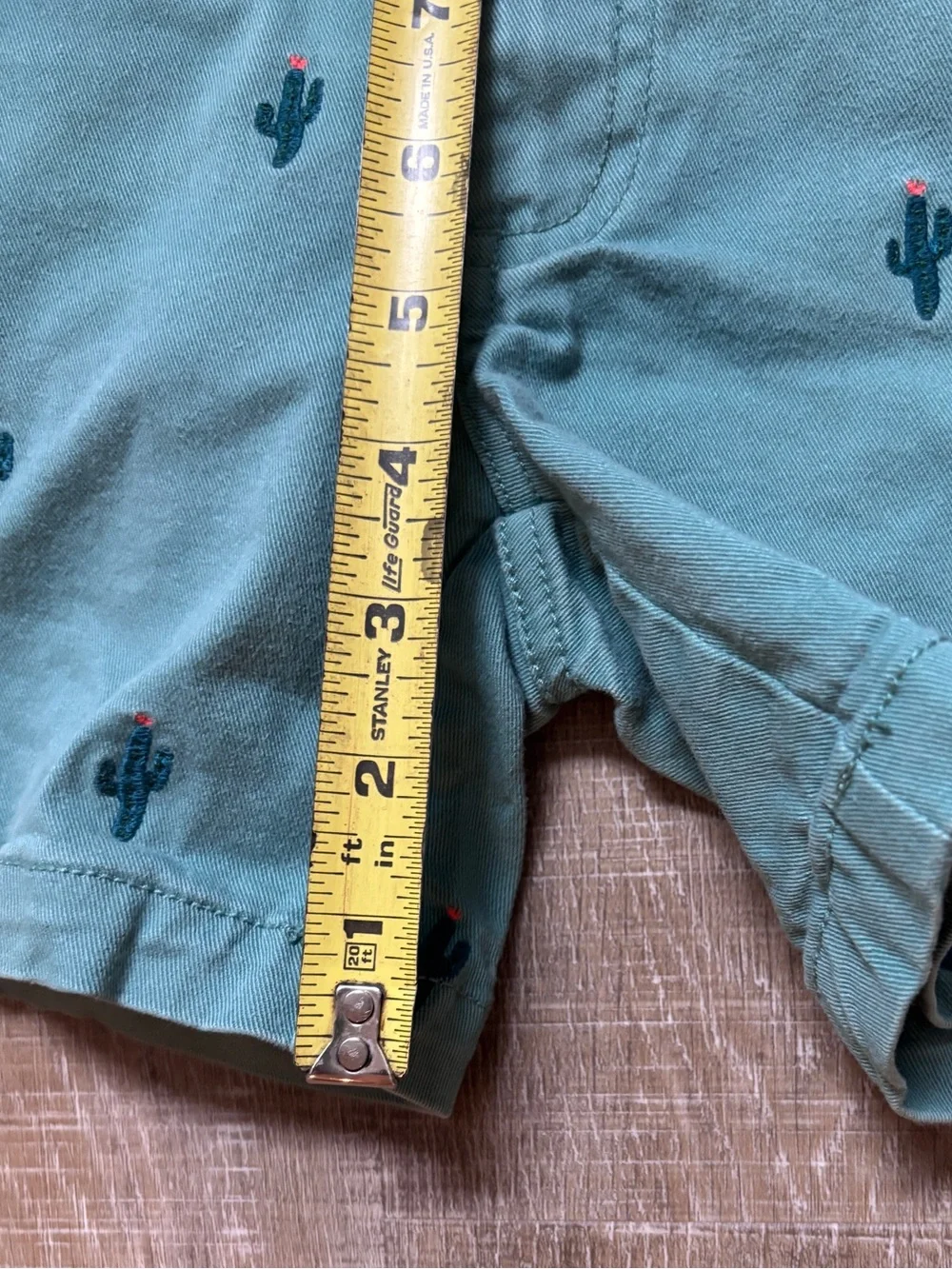 Mini Boden Boys Cactus Print Chino Shorts Teal Green Size 3T Preppy Summer 3 Yrs